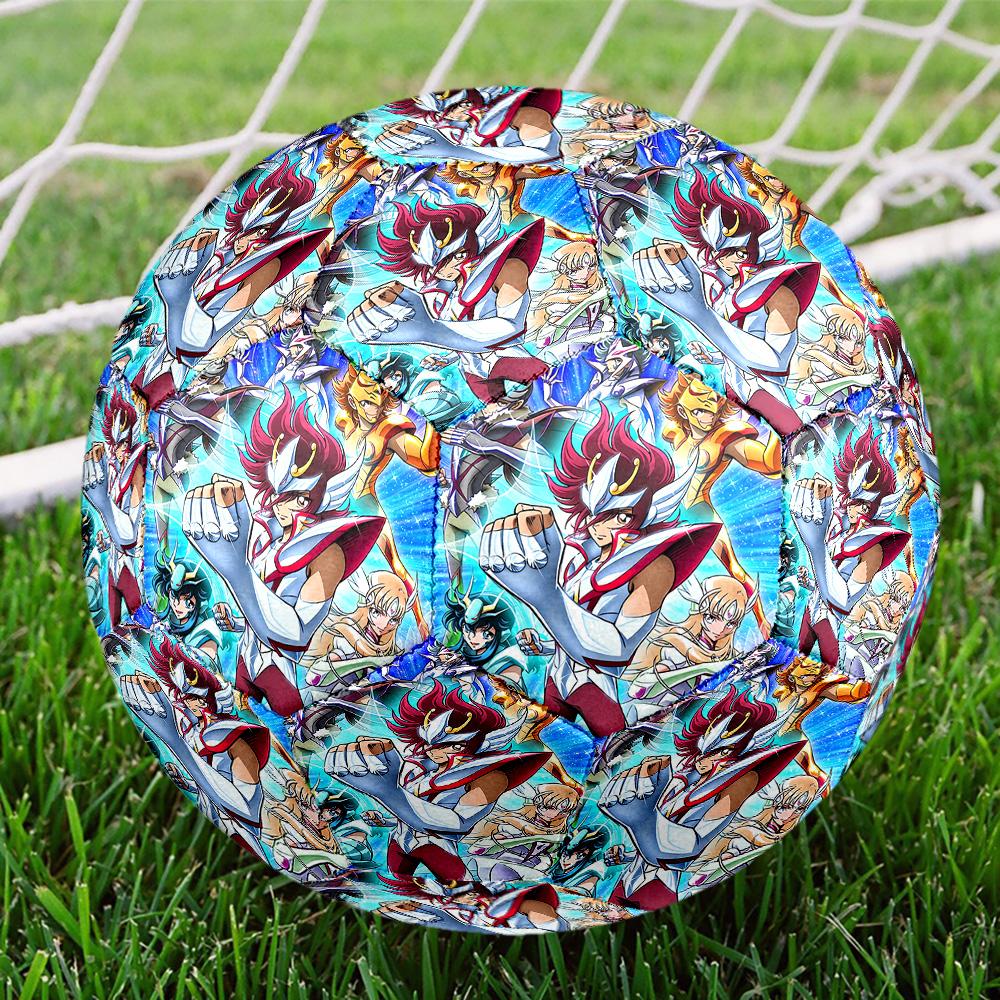 Saint Seiya Indoor Soccer Ball Size 5 Colorful All Ages Machine Stitched PVC Competition Ready Durable High-Bounce