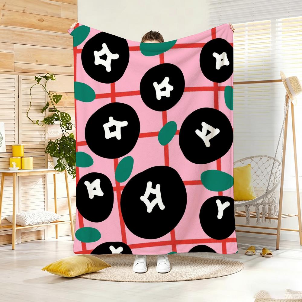 Classic motif A-Abstract Floral Throw Lightweight 240g Flannel Blanket Soft Skin-friendly for Summer Cooling
