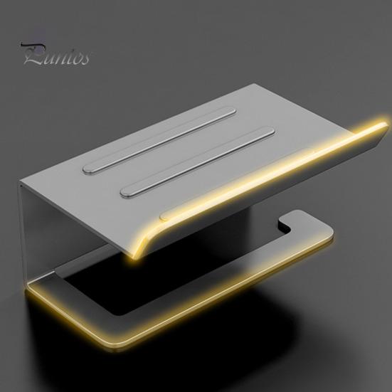 Porta Asciugamani Vintage Con Mensola Porta Cellulare - Alluminio Antiruggine Per Bagno (Oro)