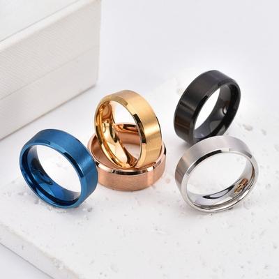 Titanium Steel Ring for Men Matte Black Wedding Band Durable Stylish Mens Jewelry Gift