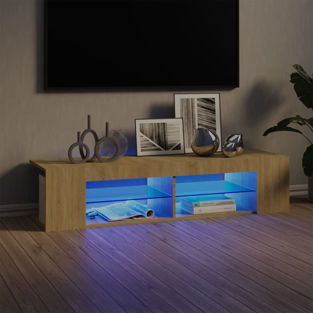 vidaXL TV-Schrank mit LED-Leuchten Sonoma-Eiche 135x39x30 cm braun