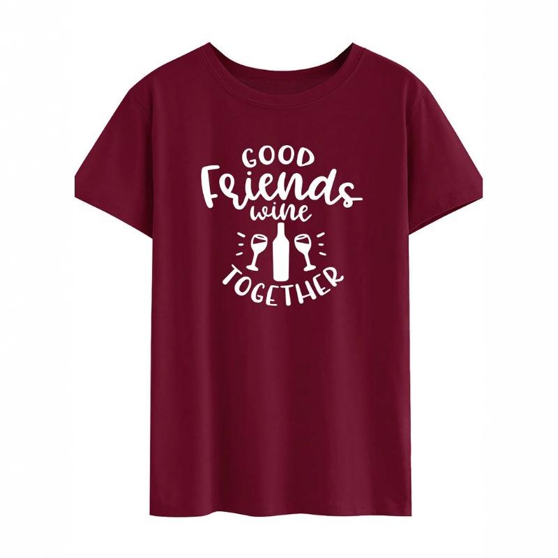 

Летняя футболка с цифровым принтом Good Friends Letter из чистого хлопка, свободные футболки с круглым вырезом и короткими рукавами для мужчин XXXL