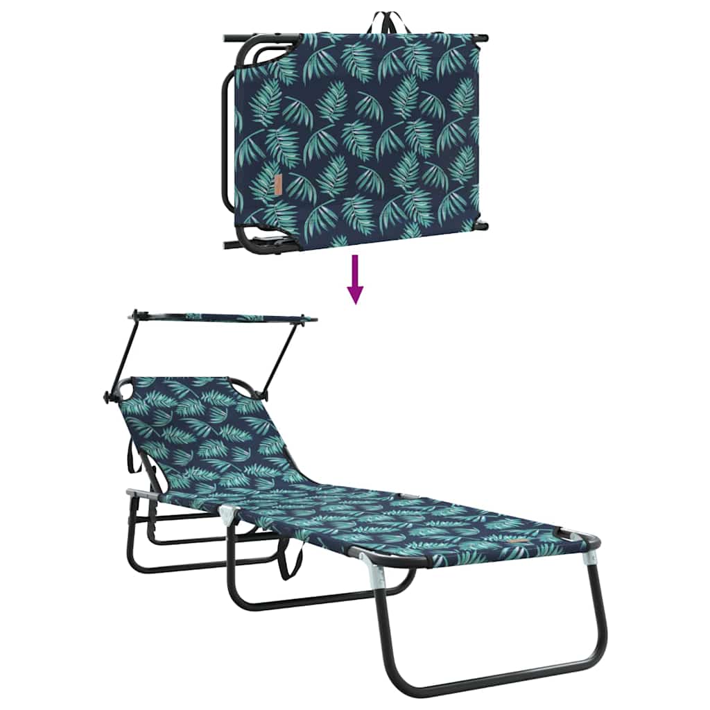 Folding Sun Lounger Multicolour 190 X 57 X 81 Cm Oxford Fabric