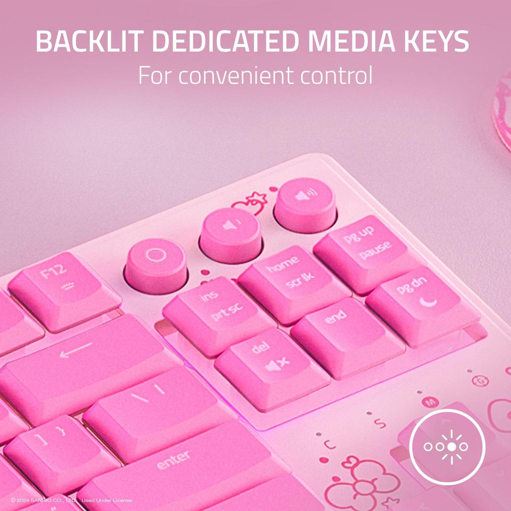 Razer Ornata V3 TKL Gaming Keyboard with Mechanism Membrane Backlit Media RGB and a Magnetic Wrist Rest Kitty Friends Low-Profile Keys, Switches,