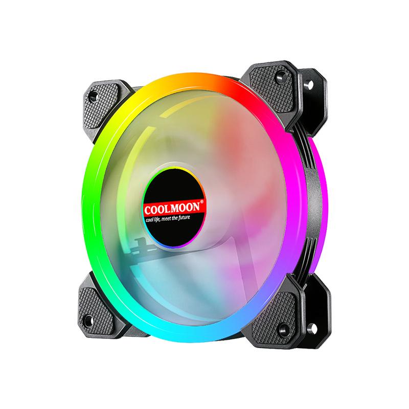 COOLMOON Radiance RGB 12cm Dual Aperture LED Cooling Fan for Desktop Computers