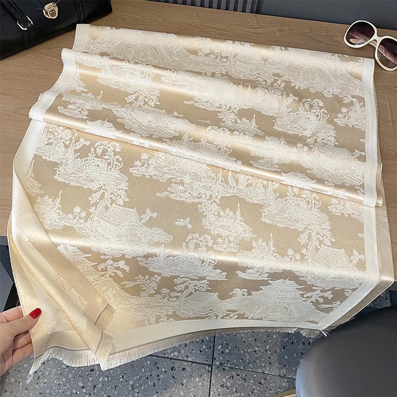 

Элегантный двусторонний шарф из искусственного кашемира — европейский и корейский стиль для осени/зимы 180*65CM бежевый