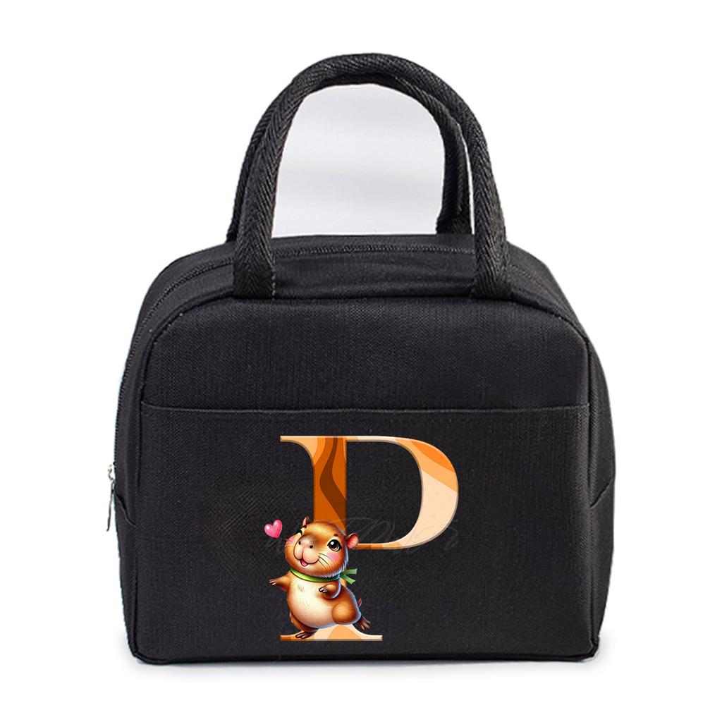 Office worker small portable lunch bag Oxford cloth letter student large portable bento bag