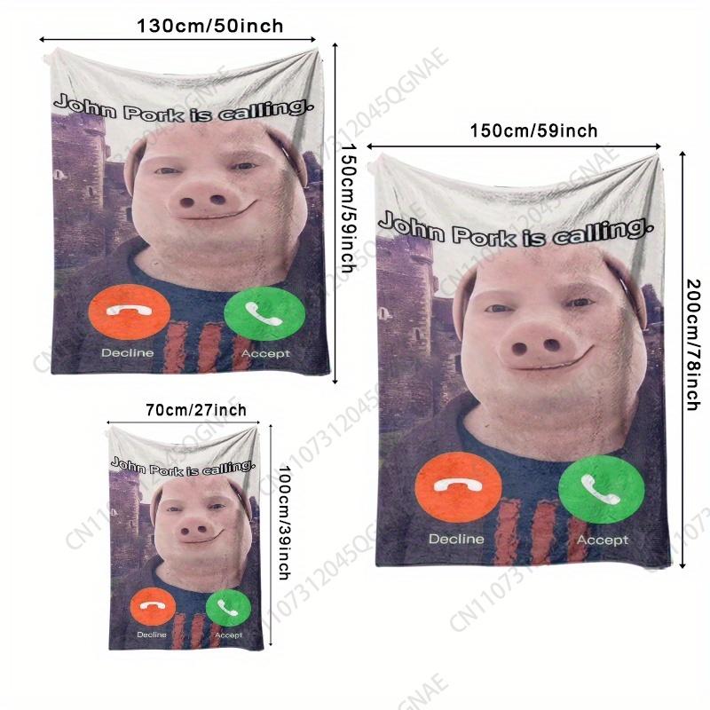 Custom 230Gsm John Pork Call Funny Design High-Definition Print Blanket, Perfect For Living Room, Office, Sofa, Dorm, Travel Bla