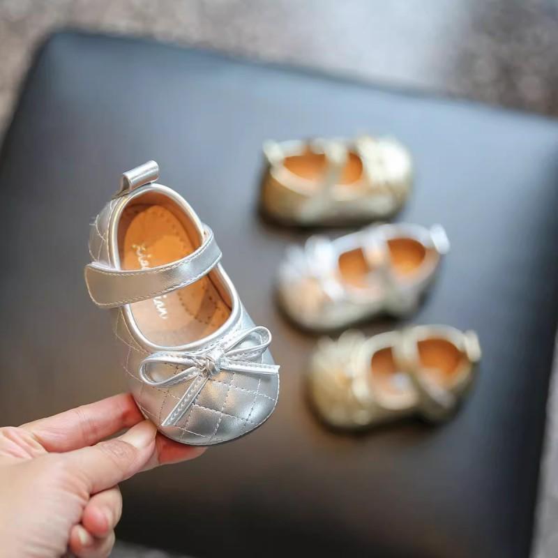 Youth Style Shoes Soft Sole Toddler Girls Walking Shoes Princess Style Slip-On With Bow Non-Slip Breathable Flat Shoe 0-6 Years