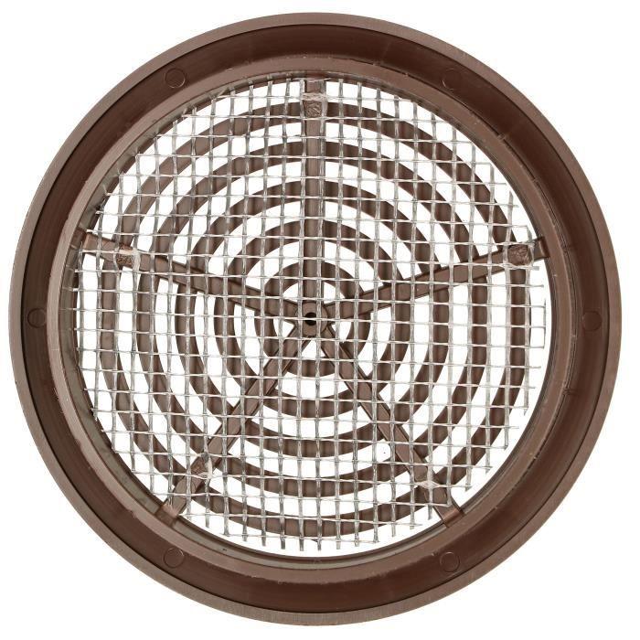 Grille d'aération - KOTARBAU - Rond - Diamètre 80 mm - Moustiquaire - Couleur Marron