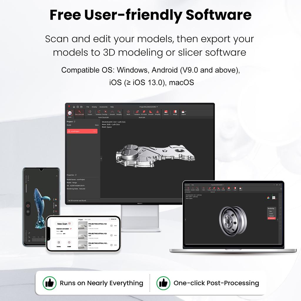 Revopoint INSPIRE 3D Scanner portátil modelo 3D digitalização 18 fps velocidade de digitalização suporte precisão de 0,2 mm