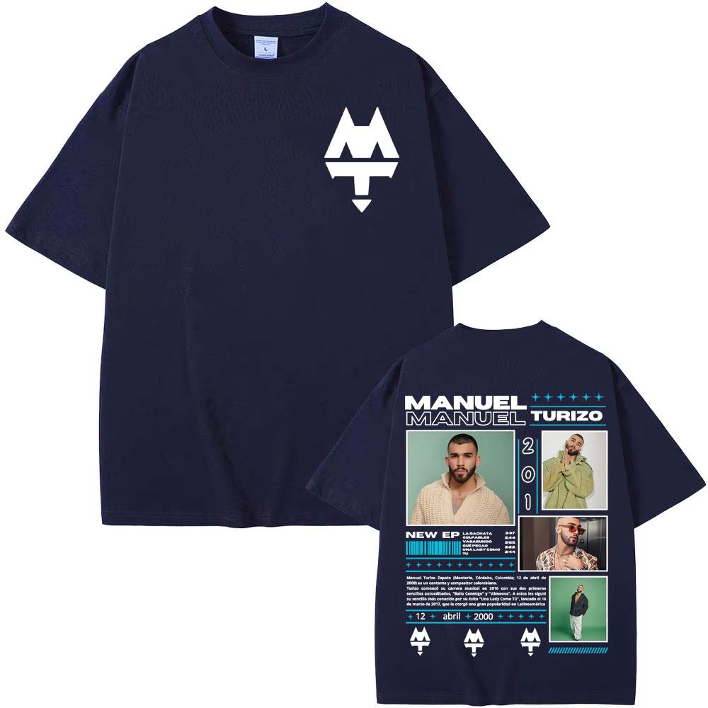 Rapper Manuel Turizo 201 World Tour 2025 Merch T Shirt Men's Clothing Harajuku Hip Hop Punk T-shirts Cotton Casual Loose T-shirt