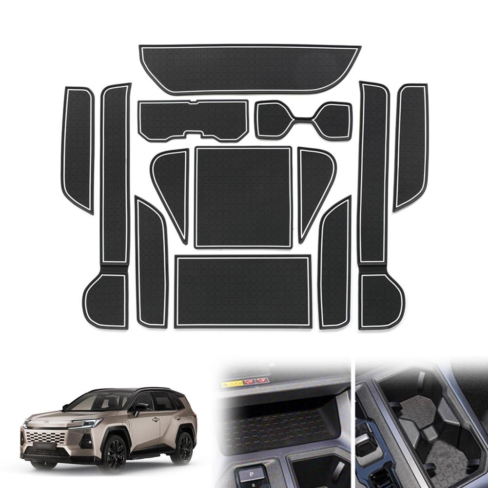 

1 Set Interior Gate Slot Pads For RAV4 2026 (13 Pieces) Anti-slip Mat Accessories Non-Slip Silicone Center Console Protector белый