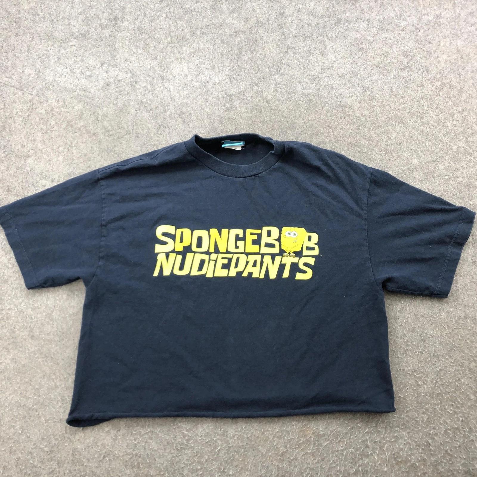 

VINTAGE SpongeBob SquarePants Shirt Womens Large Navy Nudiepants Cropped 00s 2XL