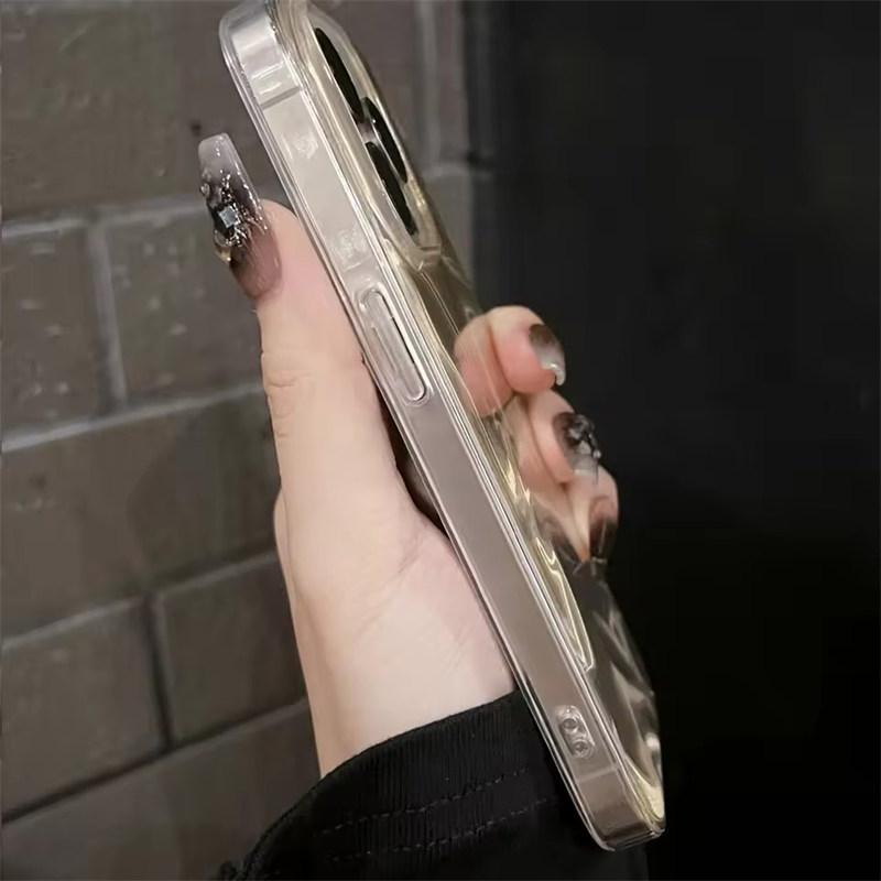 Laser Dazzling Pleated Aurora Water Ripple Phone Case For iPhone 11 12 13 14 15 16 Pro Max Glitter Shockproof Silicone Back Cover