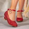 Girl's High Heel Shoes Elegant Sequins Kids Leather Shoe Fashion Bling Glitter Causal Children Princess Shoes for Party Wedding