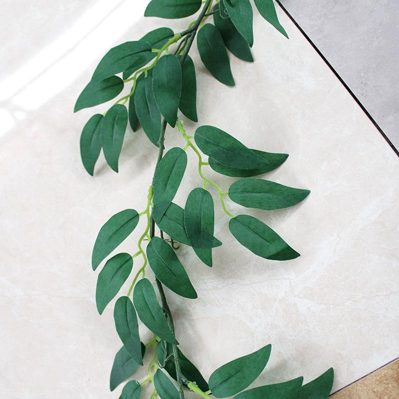 1Pc Simulation 72.83 Inch Green Gray Willow Leaf Plastic Wire Rattan for Wedding Home Outdoor Courtyard Patio Garden Decoration