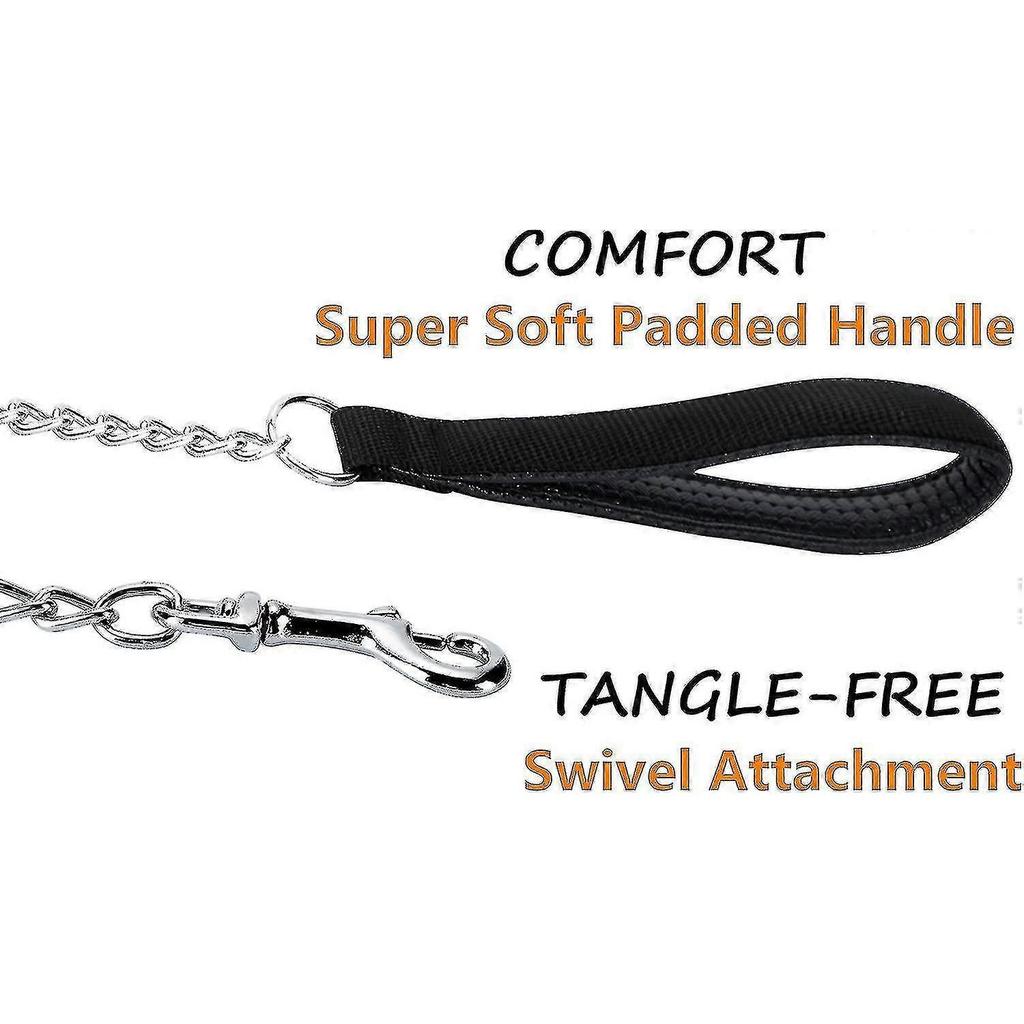 Metal Dog Leash, Heavy Duty Chew Proof Pet Leash Chain With Padded Handle For Large Medium Size Dogs,4.0mm X 6 Foot(pack Of 1) YVL