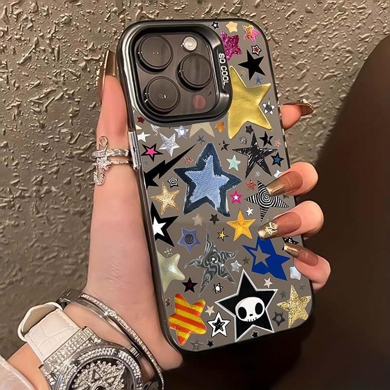 Doodle stars for Apple 16promax mobile phone case iPhone15Pro/14/13 creative 12/11 personality