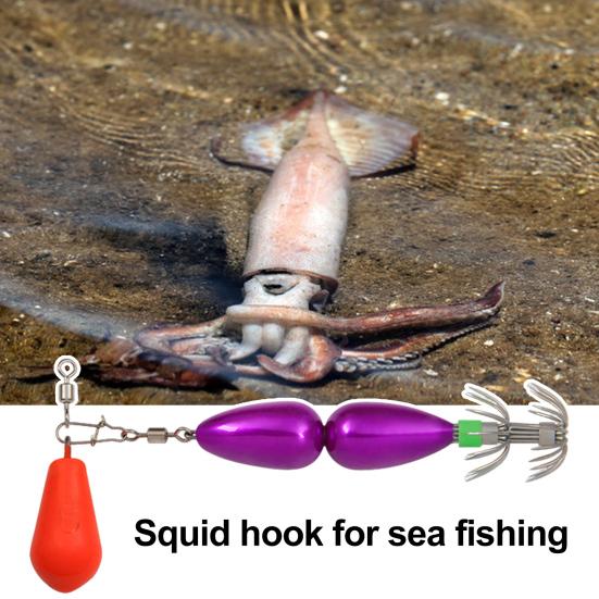 9CM/27G Squid Jig Hook with Colorful Beads Swivel Double-layer Umbrella Hook Cuttlefish Sleeve
