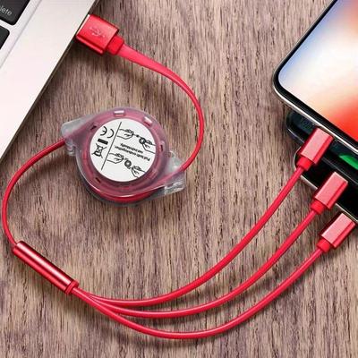 Un câble de données télescopique à trois traînées pour pousser le cadeau Stockage facile Téléphone portable Charge rapide 3A Th