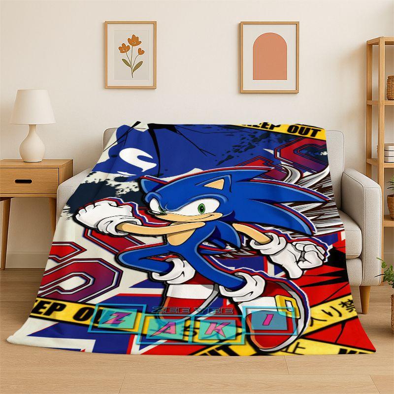 Classic Game S-Sonic Cartoon Soft Flannel Throw Blanket,Cozy Blanket for Bed,Couch,Sofa,Bedroom,Living Room,Travel,Picnic Kids
