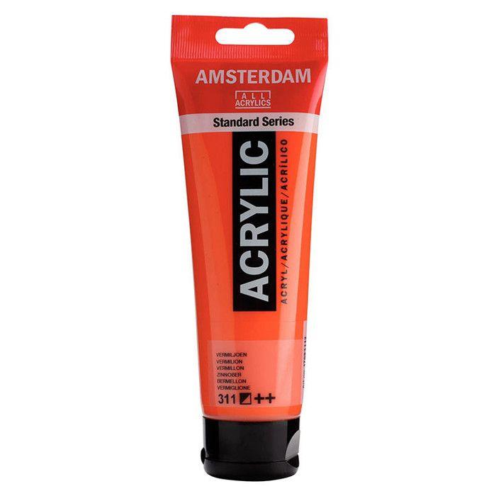 Peinture acrylique - TALENS - Amsterdam - Tube 120ml - Couleur Vermilion - Mixte