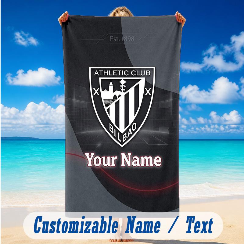 Beach Towel Custom Name Text, Quick Dry Large Towel For Beach HomeAthletic Bilbao FC