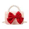 Pu Bow Girl Crossbody Bag Wallet Cute Children Shoulder Bag With Pearl Handheld