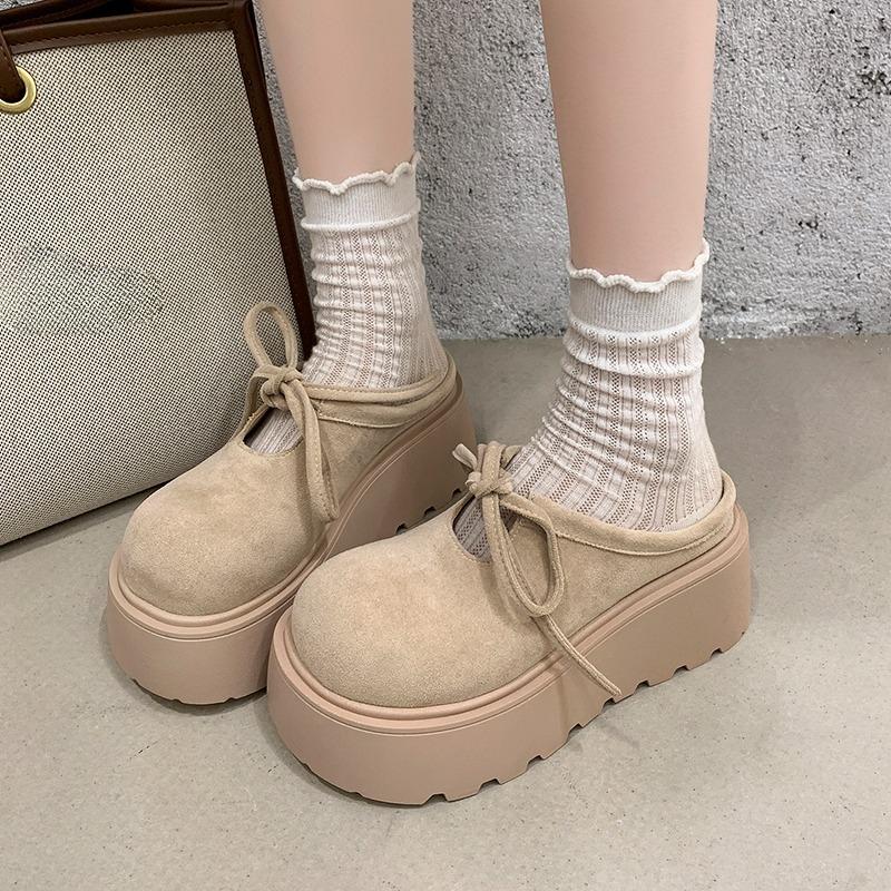 Fashion Women's 2025 New Autumn Retro Fashion Versatile Platform Heightened Baotou Half Slippers