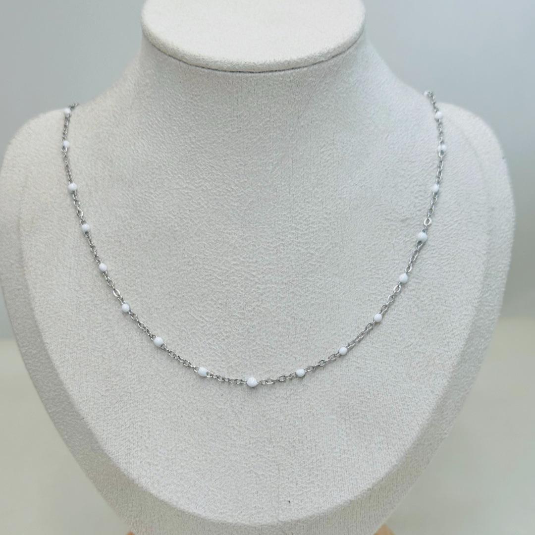

Colorful Enamel Stainless Steel Necklace for Women - Spring/Summer Sweet Girly Fashion
