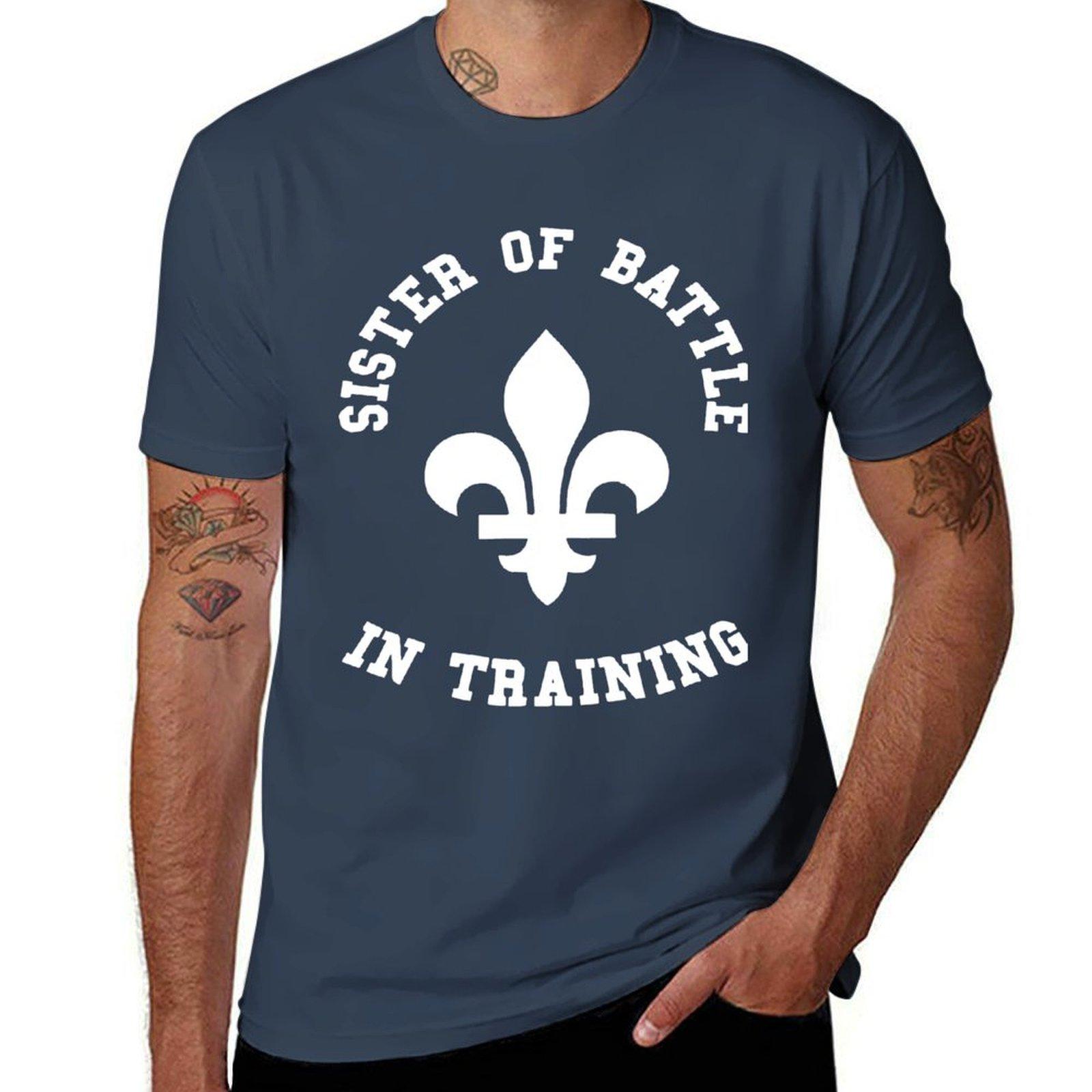 Sister of Battle in Training Shirt White on Black T-Shirt t shirts for man graphic tees cotton tshirt 100% man tshirt T-Shirt S