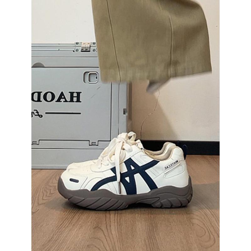 Thick Bottom Contrasting Color Splicing Inner Height Increase Women's New Retro Versatile Leisure Sports