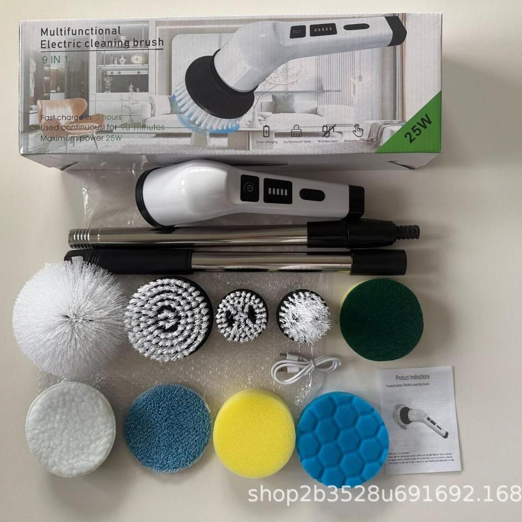 Retractable 9-in-1 Wireless Electric Cleaning Brush for Home, Toilet, and Kitchen