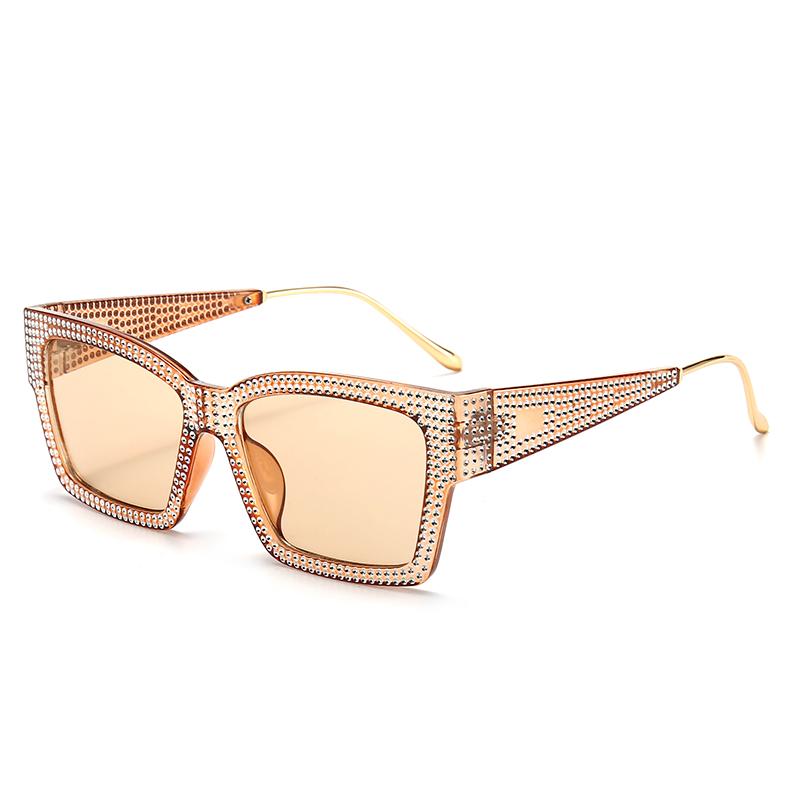 

New Trendy Square Full-Diamond Sunglasses For Women High-End And Cool UV-Protective Sunglasses 5126 коричневый
