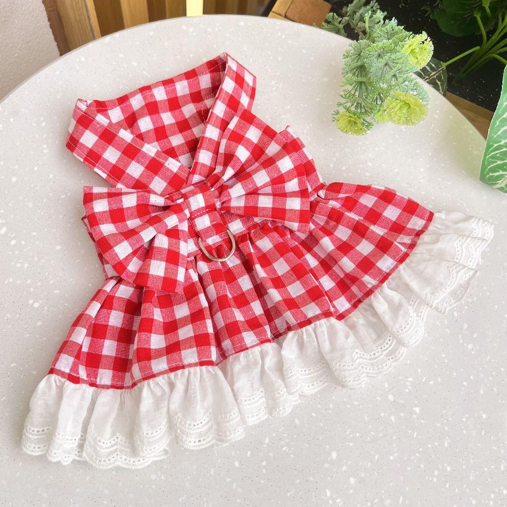 Breathable Pet Summer Clothes Fashion Cat Plaid Skirt Comfortable Dog Princess Skirt Small Animal