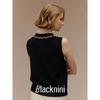 Blacknini Yin WAF/"Gatsby" Australian Mernu Wool Gold Silk Trim Knitting Vest Cardigan