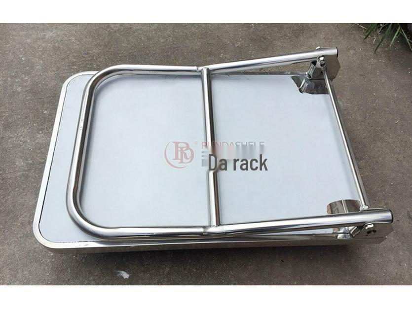 Foldable Stainless Steel Flatbed Trolley - Silent Small Trailer for Construction and Logistics.