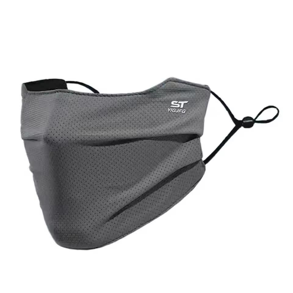 Reusable Summer Cycling UV Shield Breathable Solid Color Washable Face Mask For Sun Protection Ice Silk Shopping Face Mask темно серый