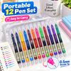 12 Colors 0.5mm Needle Tip Gel Pens Set Multicolor Fine Point Writing Pens for School Study Notes Journaling Office Stationery