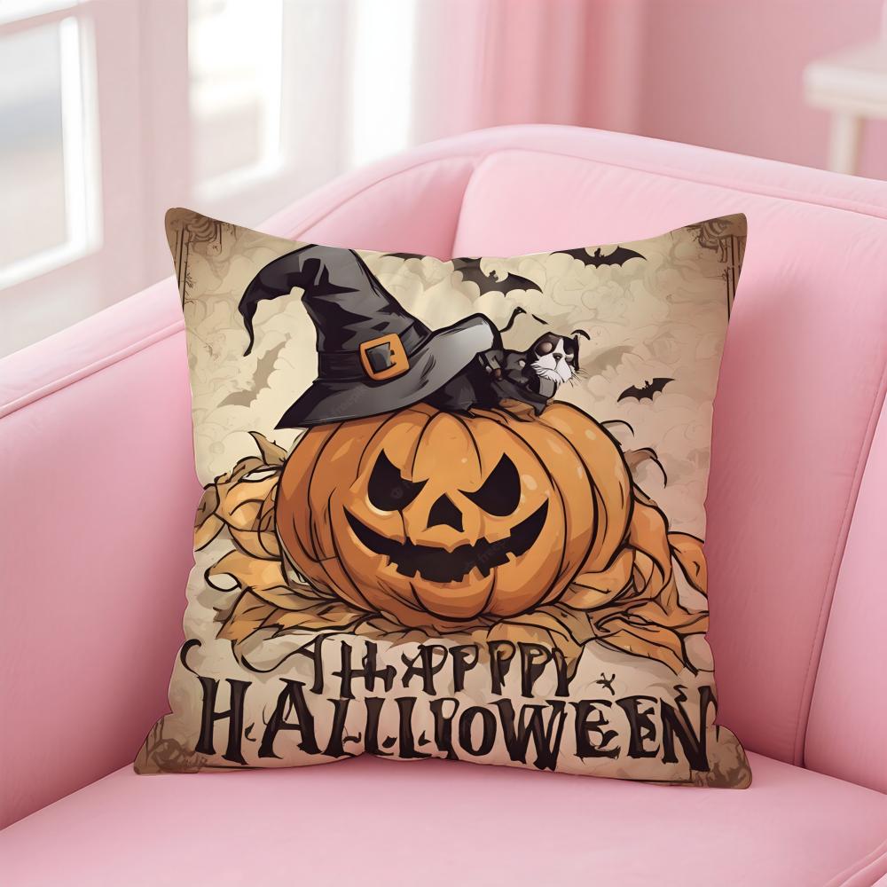 Halloween Funy Abstract Art Cushion Cover Linen Pillowcase Cover Soft Decor for Sofa Home Room