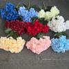 Hot Sale 5 Heads Artificial Hydrangea Bouquet Silk Hydrangea Burgundy Artificial Flowers Bouquet for Wedding Event Decoration
