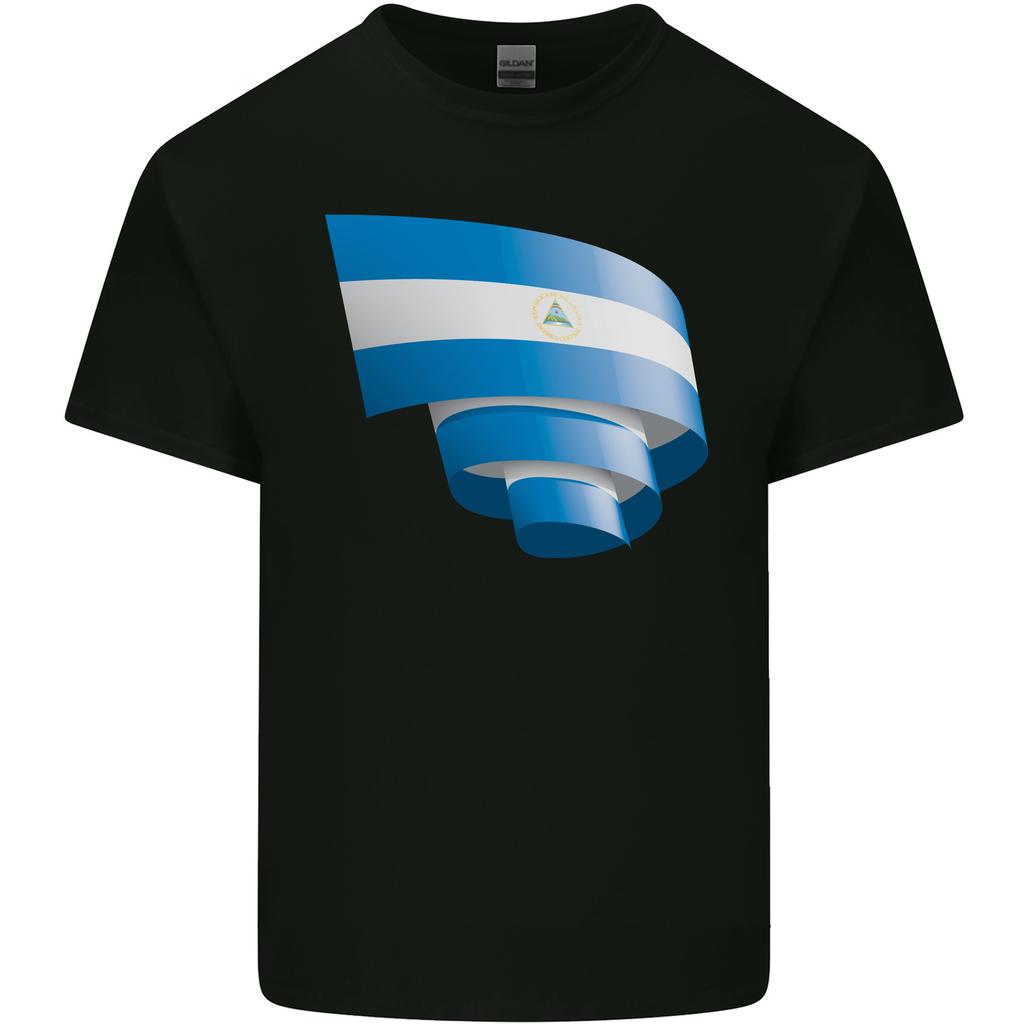 Curled Nicaragua Flag Nicaraguan Day Football Unisexs Light Cotton TShirt