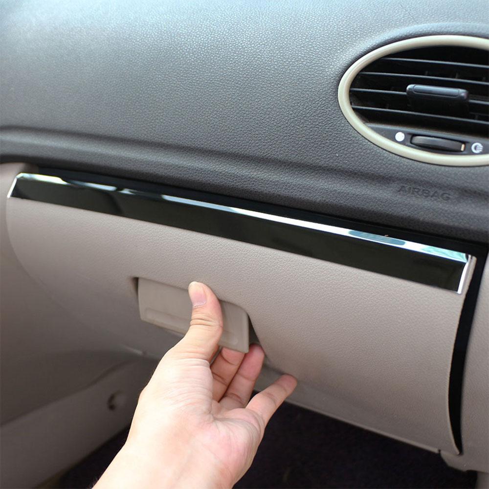 For Ford Focus 2 MK2 2005 - 2011 LHD Glove Box Copilot Storage Sequins Sticker Stainless Steel Trim Car Interior Accessories