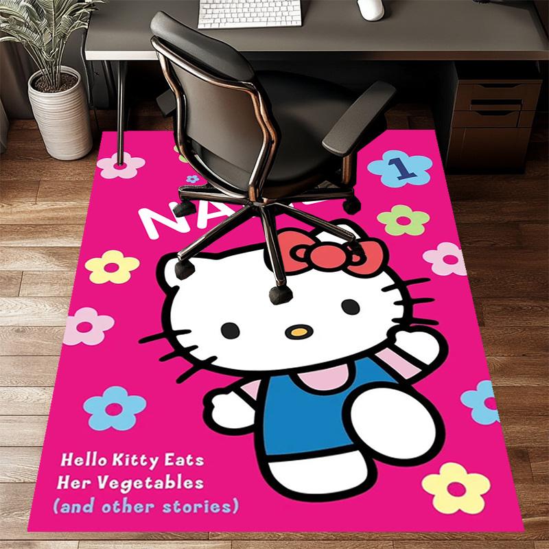 Custom HelloKitty Mat Personalized Name, Polyester Washable Indoor Entryway Rug, Gift for Christmas, Easter, Thanksgiving Day