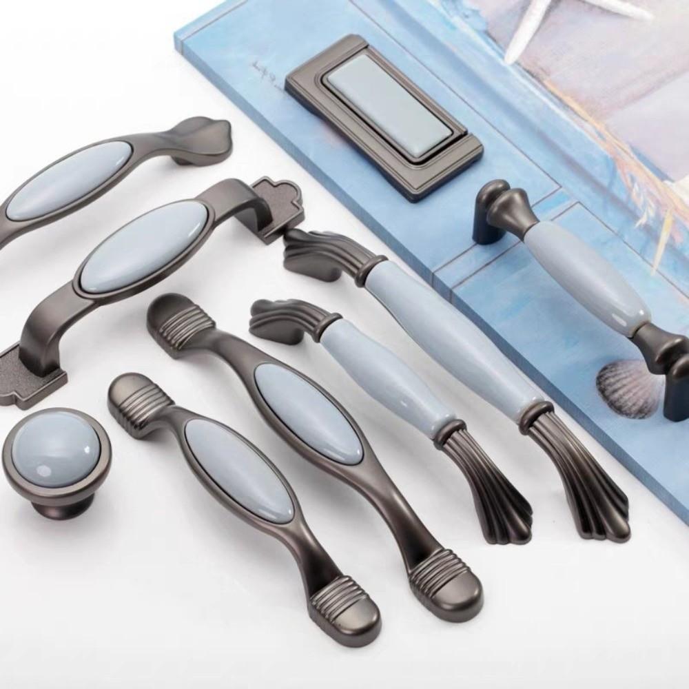 Zinc Alloy Cabinet Furniture Handle Blue Gray Cabinet Pulls Wardrob Handle Cabinet Door Hardware