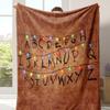 1pc Christmas Lights Lettering Blanket Flannel Blanket Cozy Warm Soft Plush Blanket For Sofa