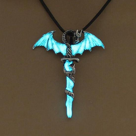 Vintage Glow In The Dark Cross Pendant Necklace Luminous Halloween Jewelry