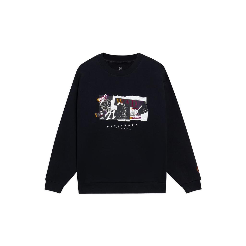 Li Ning Sweatshirts Unisex Black Crew Neck Moderate Regular AWDT147-1