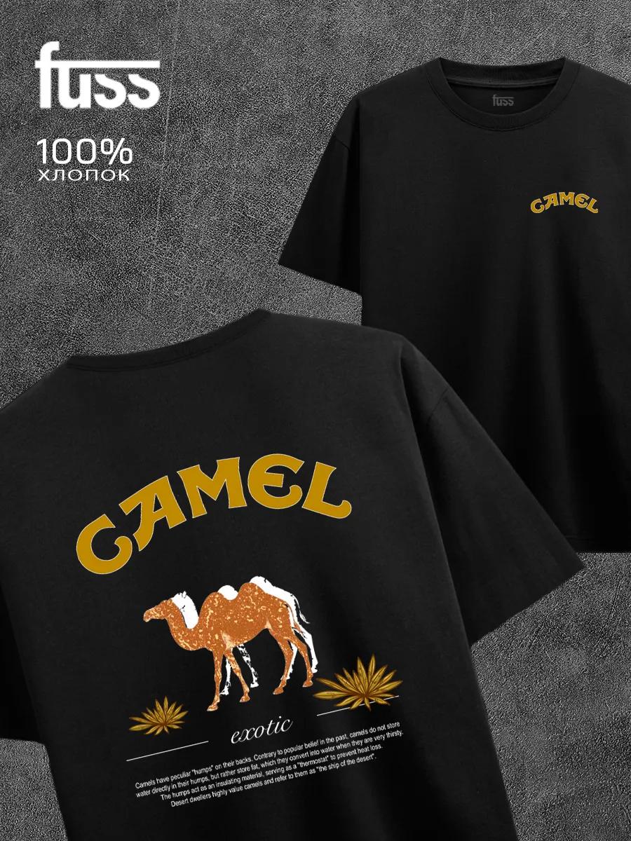 

Black Y2K T-shirt with Camel print M